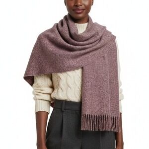 NWT Oversized Fringe Rectangle Scarf Red Textured Warm Winter Chunky Cozy